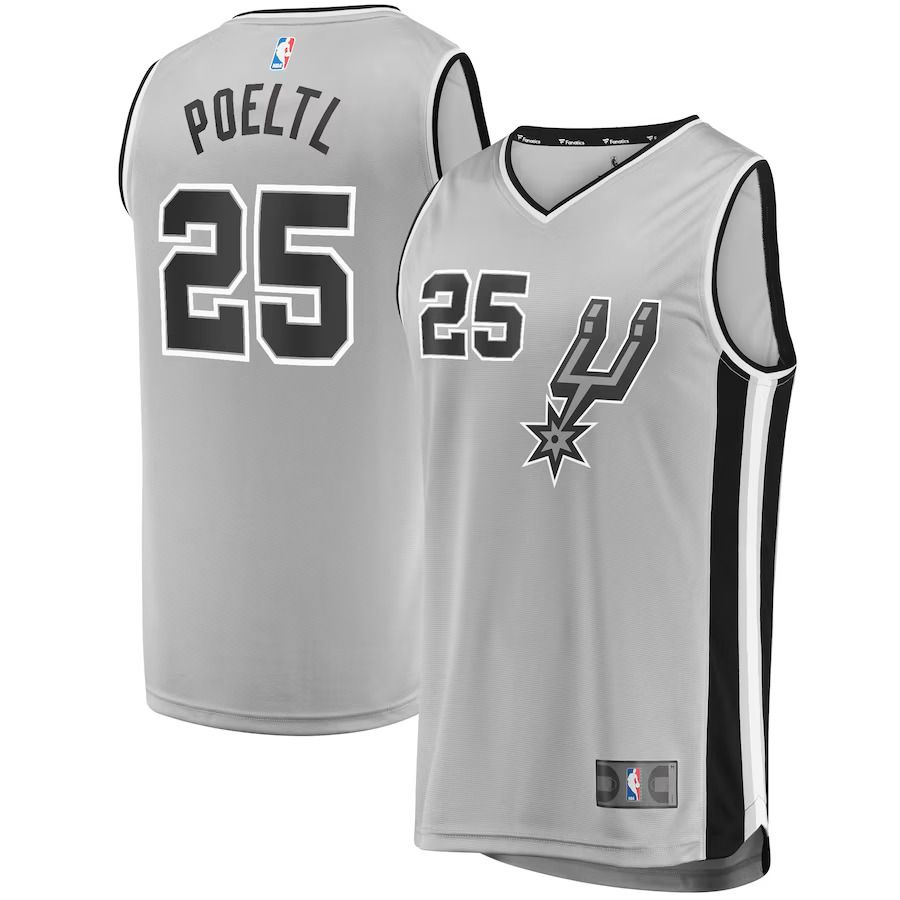 Men San Antonio Spurs #25 Jakob Poeltl Fanatics Branded Silver Fast Break Replica Player NBA Jersey